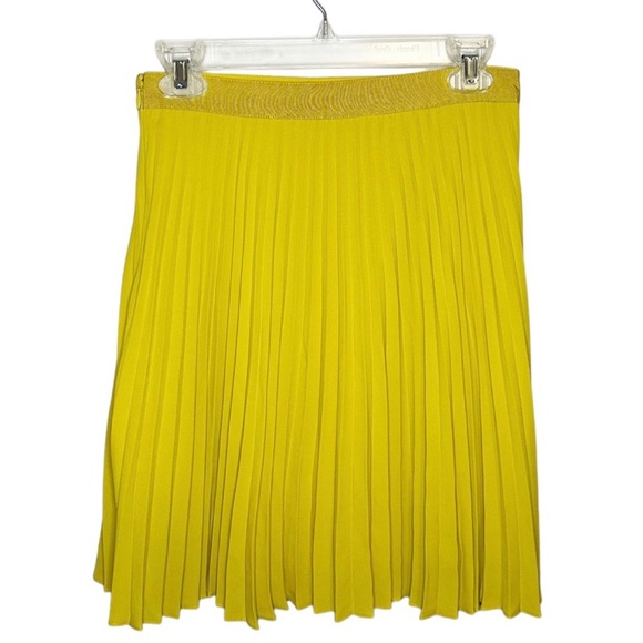 LOFT Skirt Yellow Pleated Mini Size Zipper Ann Taylor Size 0 - Picture 8 of 8
